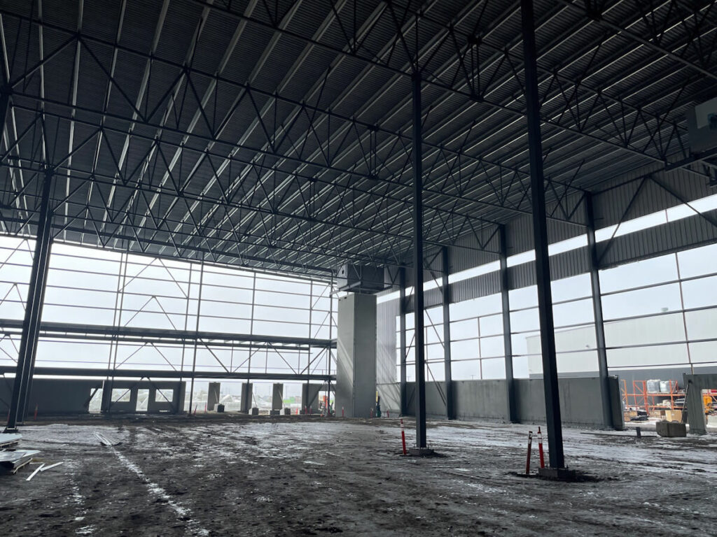 large steel frame building construction
