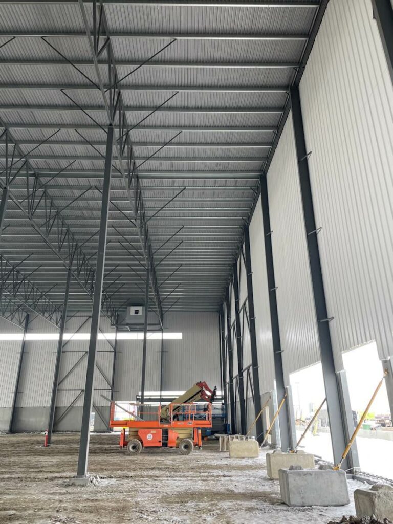 large steel frame building construction