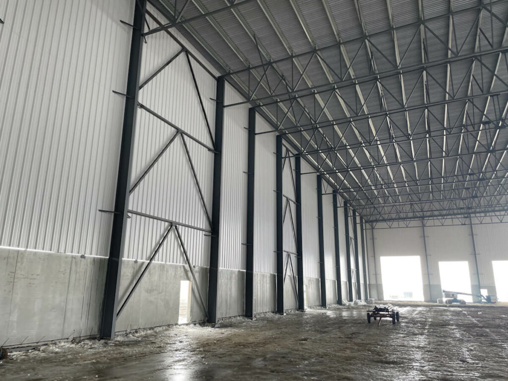 large steel frame building construction